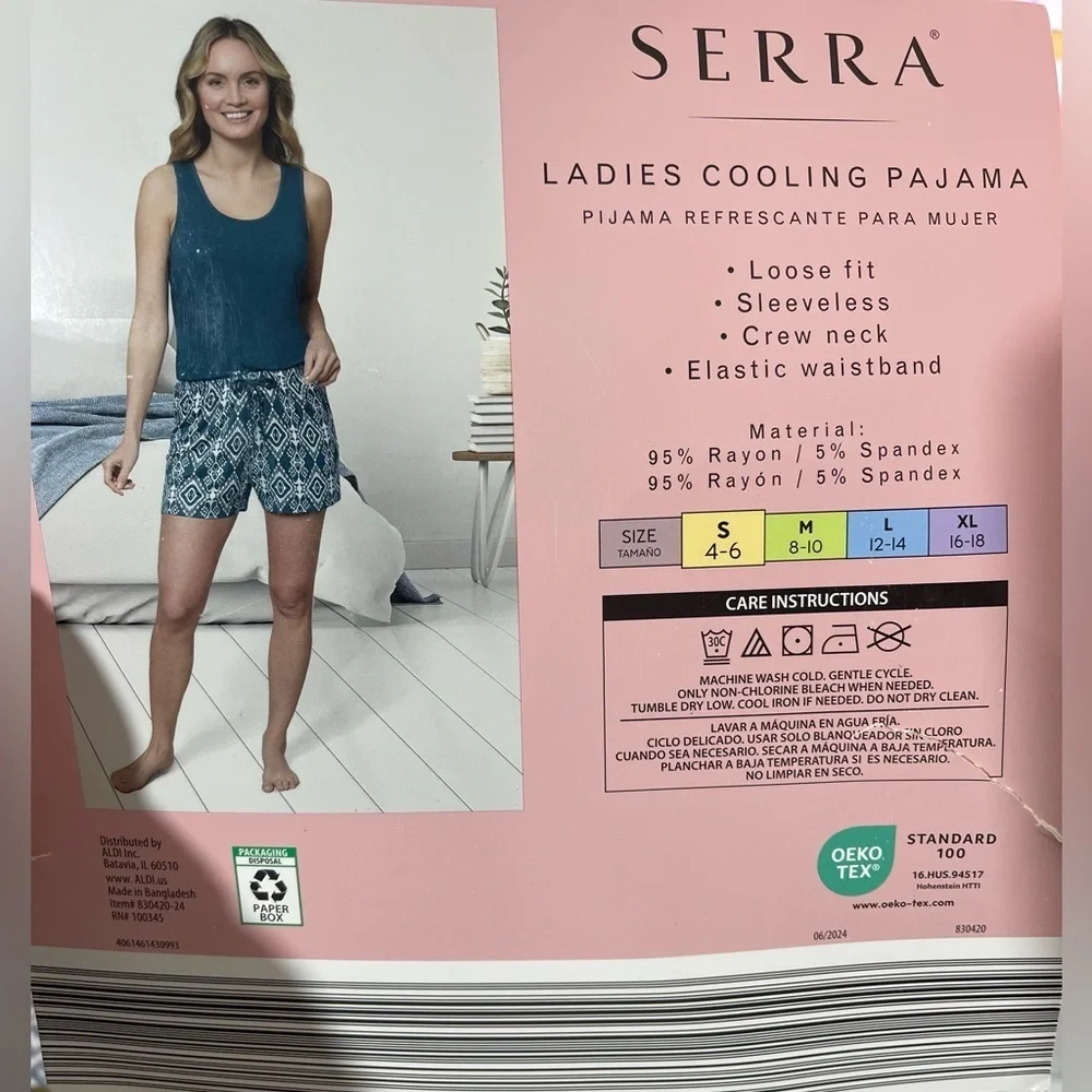 NWT 2 Piece Cozy Pajama Set Serra Teal Tank Top Ikat Print shorts Gift Ready Sm